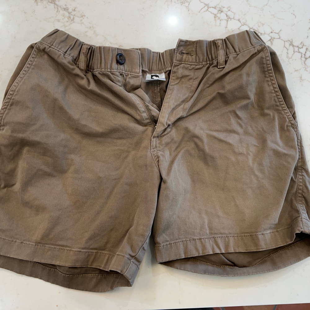 Men's Tan Flat Front Shorts